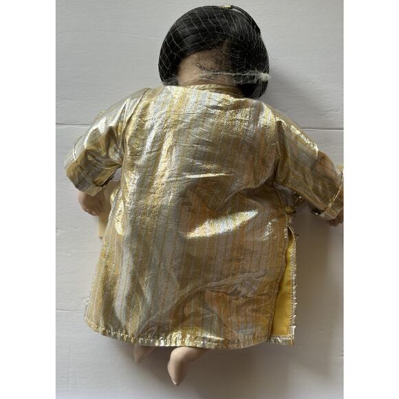 Pauline Bjoness Jacobsen Asian Doll Gold & Silver Lame' Stripe Robe Pants 14'' - Picture 7 of 16